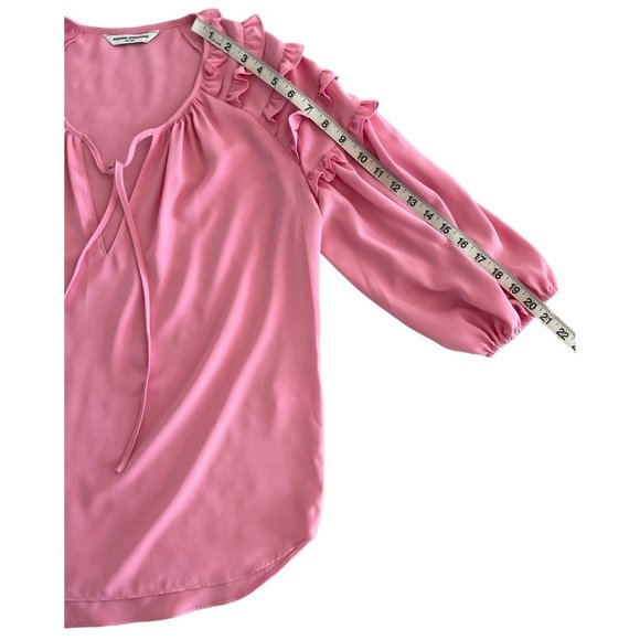 Amanda‎ Uprichard Ruffle Sleeve Top Pink Small Tie Front Size Small Barbiecore - Picture 5 of 9
